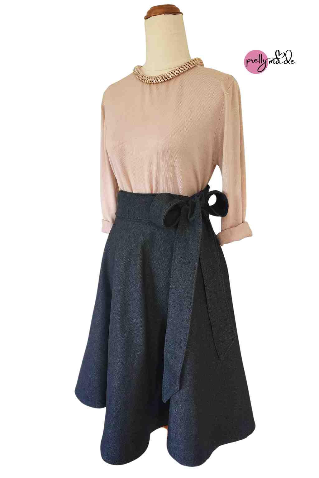 Denim black wrap skirt