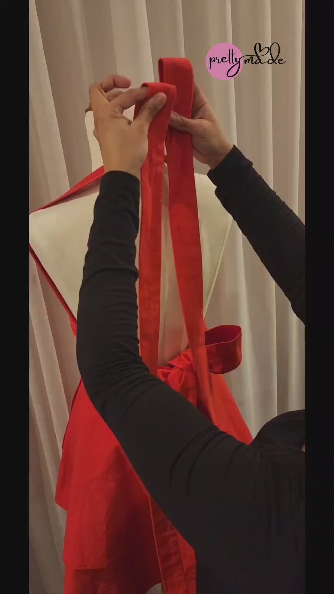 Load video: Walk the runway in a red apron for women Australia